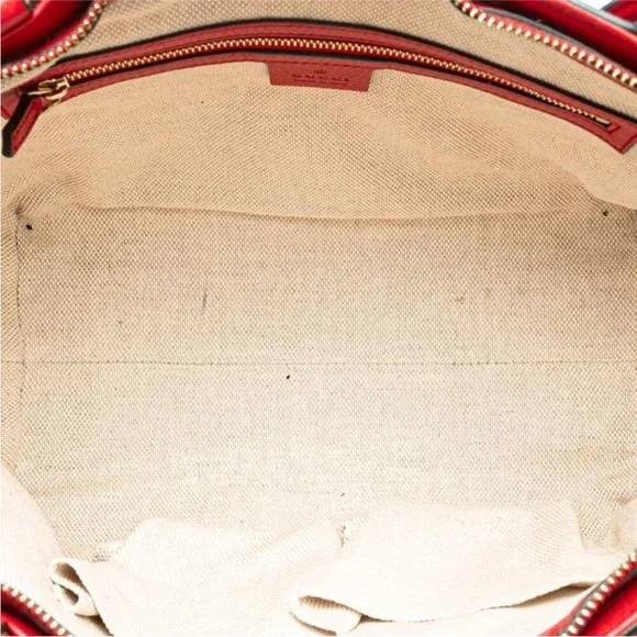 AUTHENTIC Gucci Soho Red Pebbled Leather Top Handle Bag Satchel Tassel - Red - Picture 4 of 8